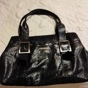 Kenneth Cole New York Black Croc-Embossed Shoulder Bag